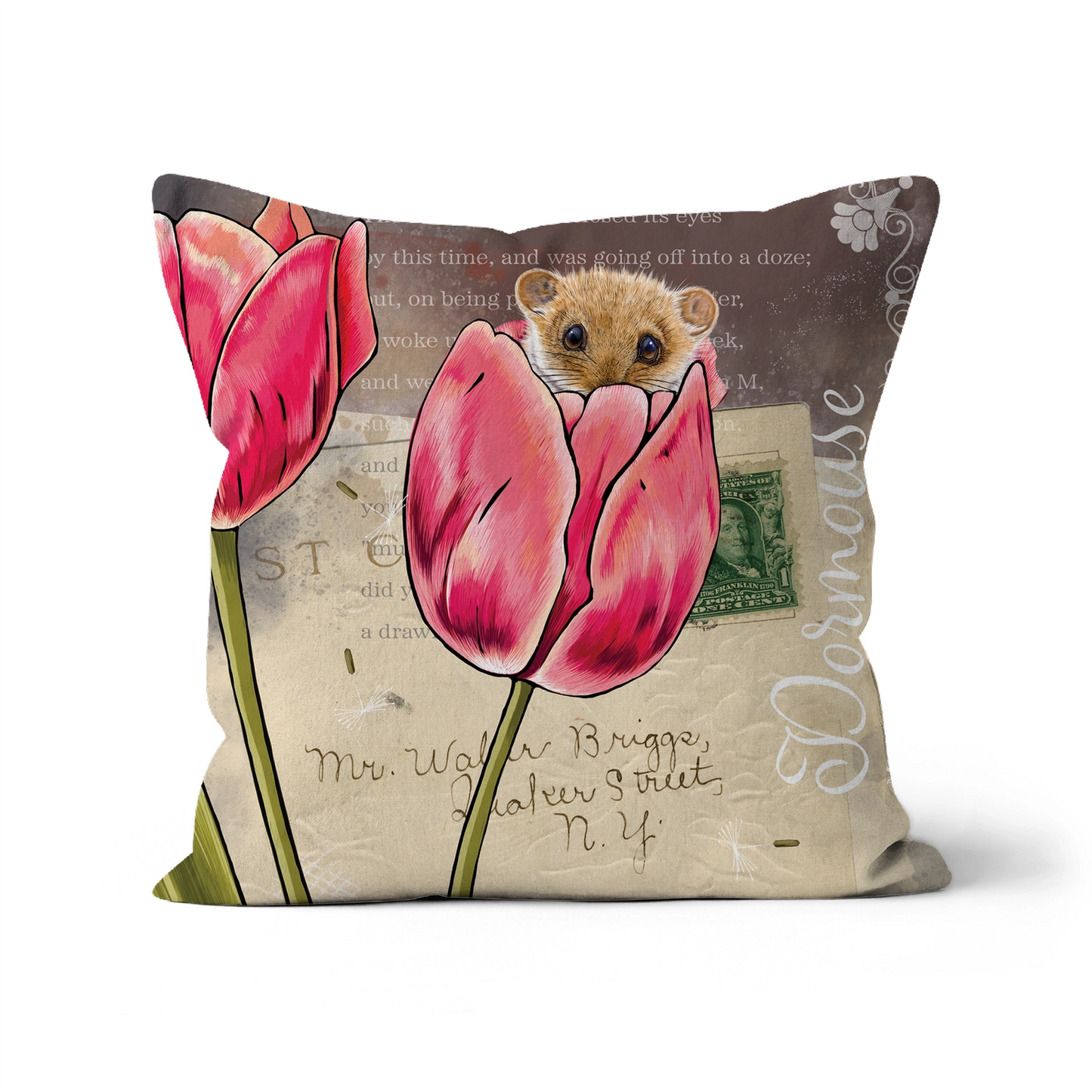 Vintage Style Dormouse Cushion