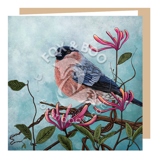 Honeysuckle Bullfinch Greeting Card
