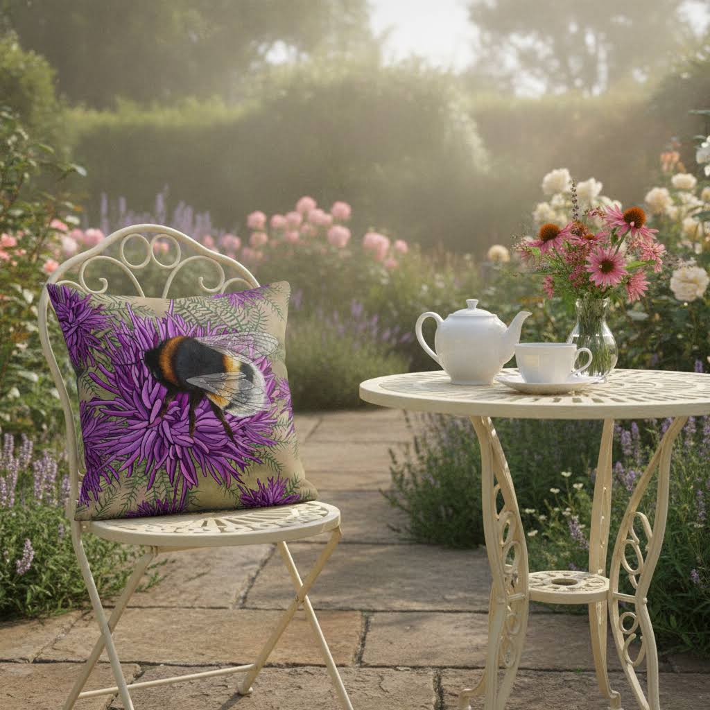 Bumble Bee and Wildflower Cushion