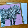 Shire Horses Greeting Card - Pink