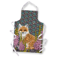 Woodland Fox design chef's apron in white or black, canvas fabric