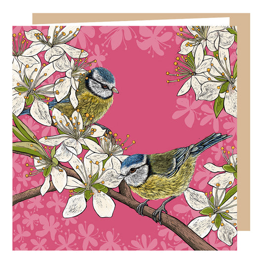 Hedgerow Blue Tits Card