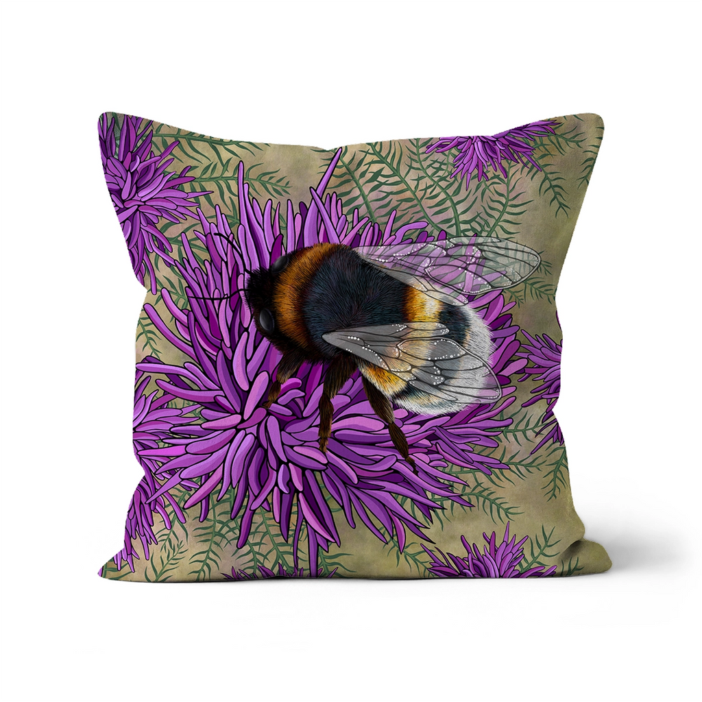 Bumble Bee and Wildflower Cushion
