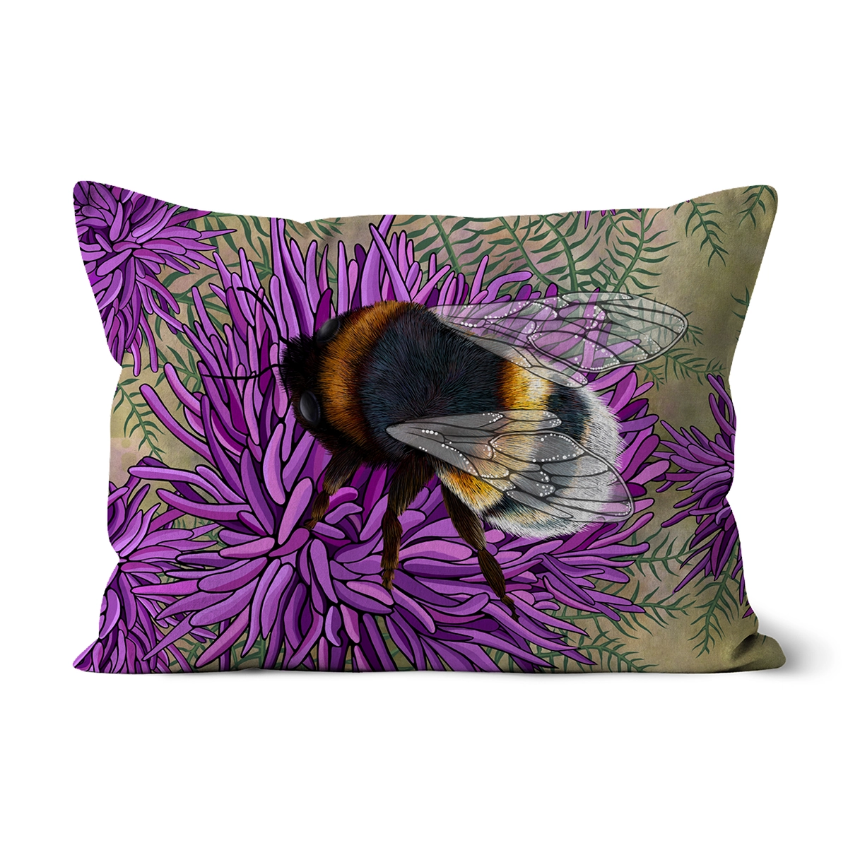 Bumble Bee and Wildflower Cushion