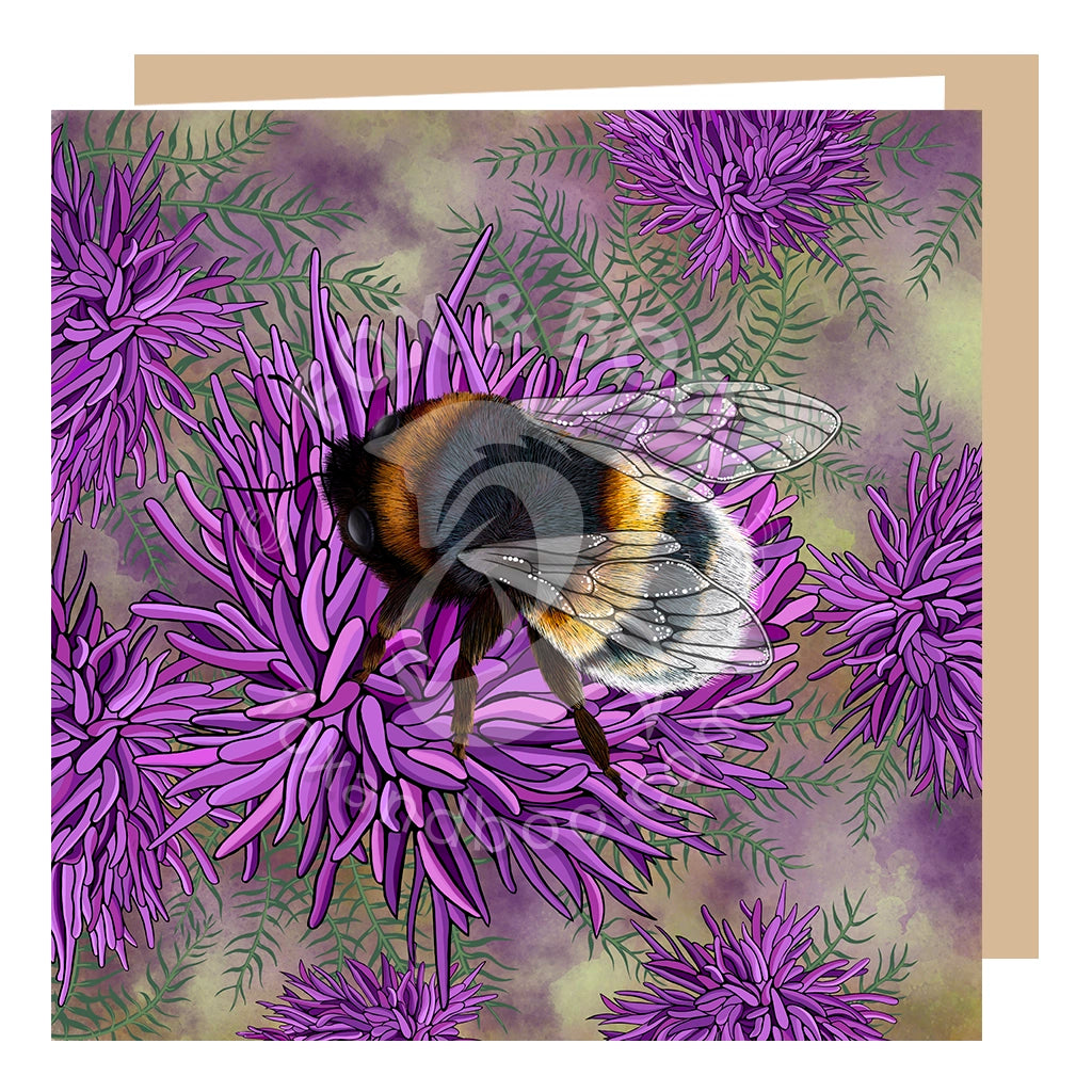 Bumble Bee and Wildflower Greeting Card
