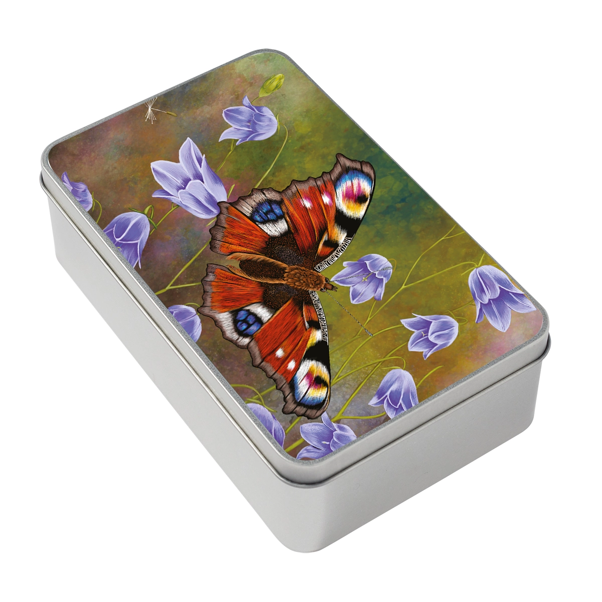 Peacock Butterfly and Wildflower Decorative Keepsake Tin