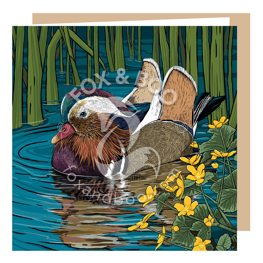 Mandarin and Marigolds Greeting Card