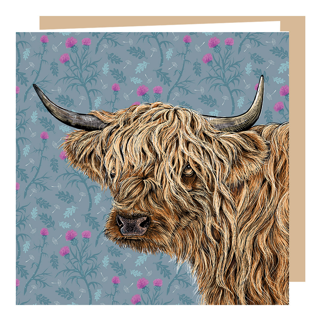 Highland Cow Greeting Card by Fox and Boo