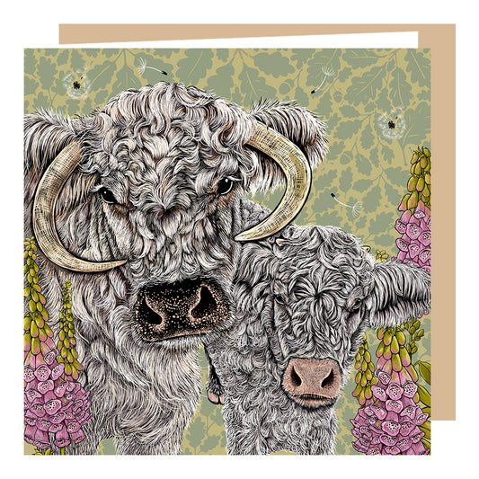 Lovely Longhorns Greeting Card by Fox and Boo