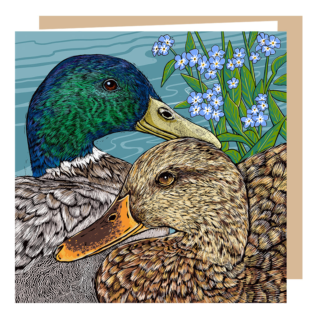 'Forget Me Not Mallards' Greeting Card - Fox & Boo