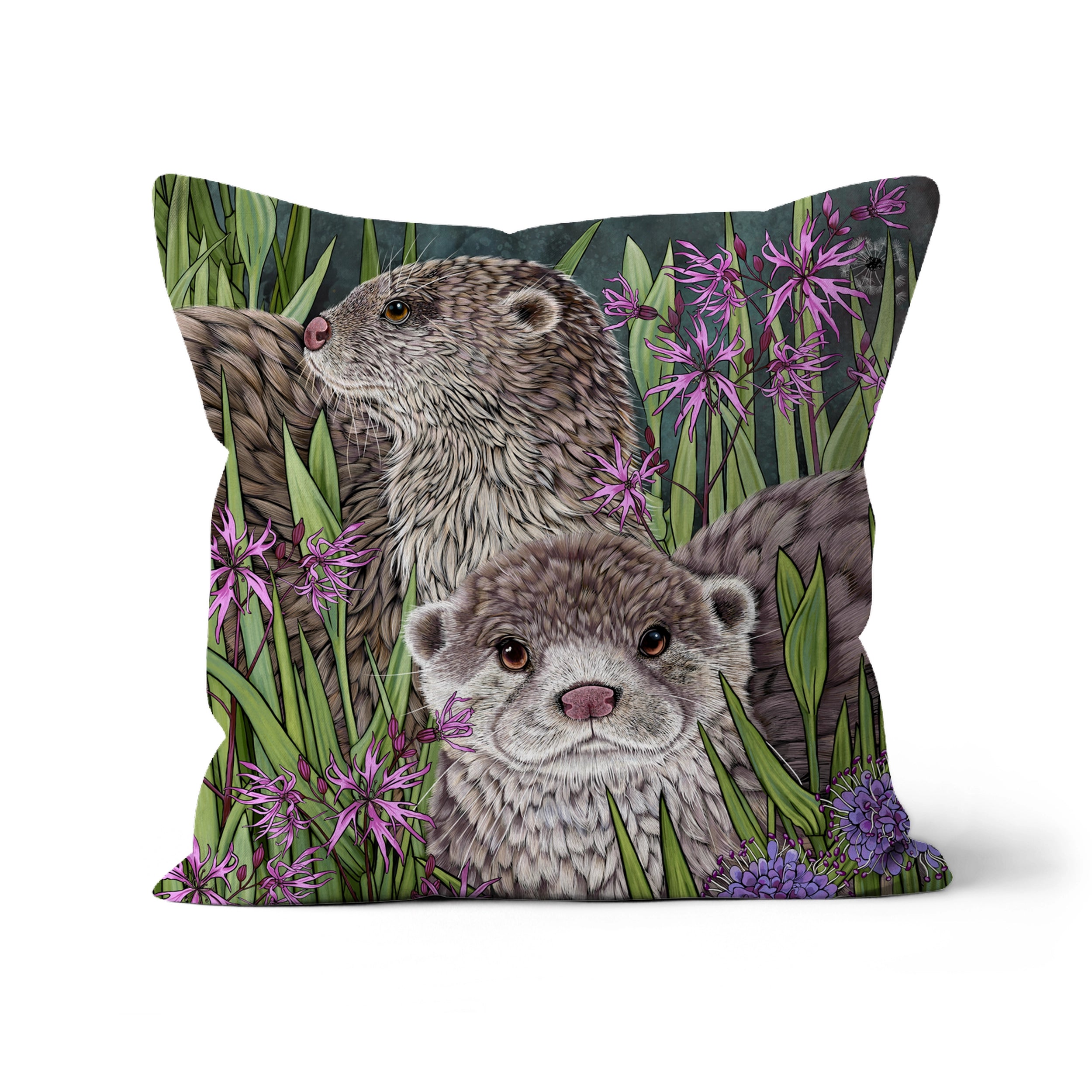 Otter and Wildflower Cushion