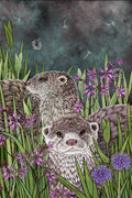 Otter and Wildflower Tea Towel