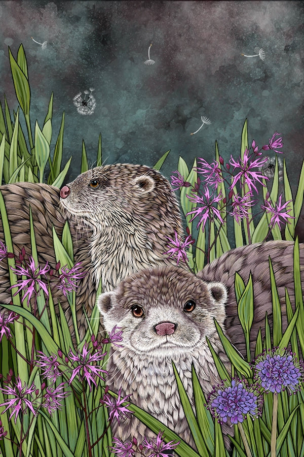 Otter and Wildflower Tea Towel