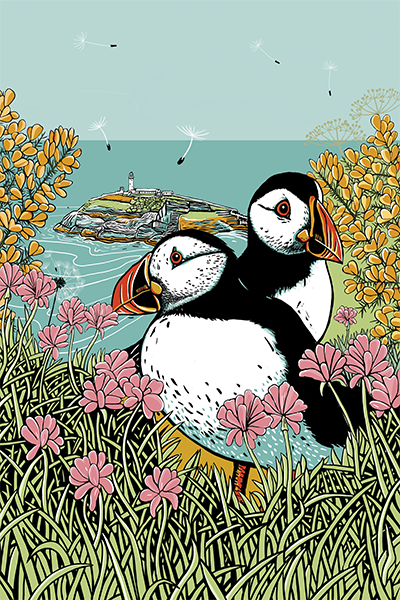 Wholesale Puffins Tea Towel