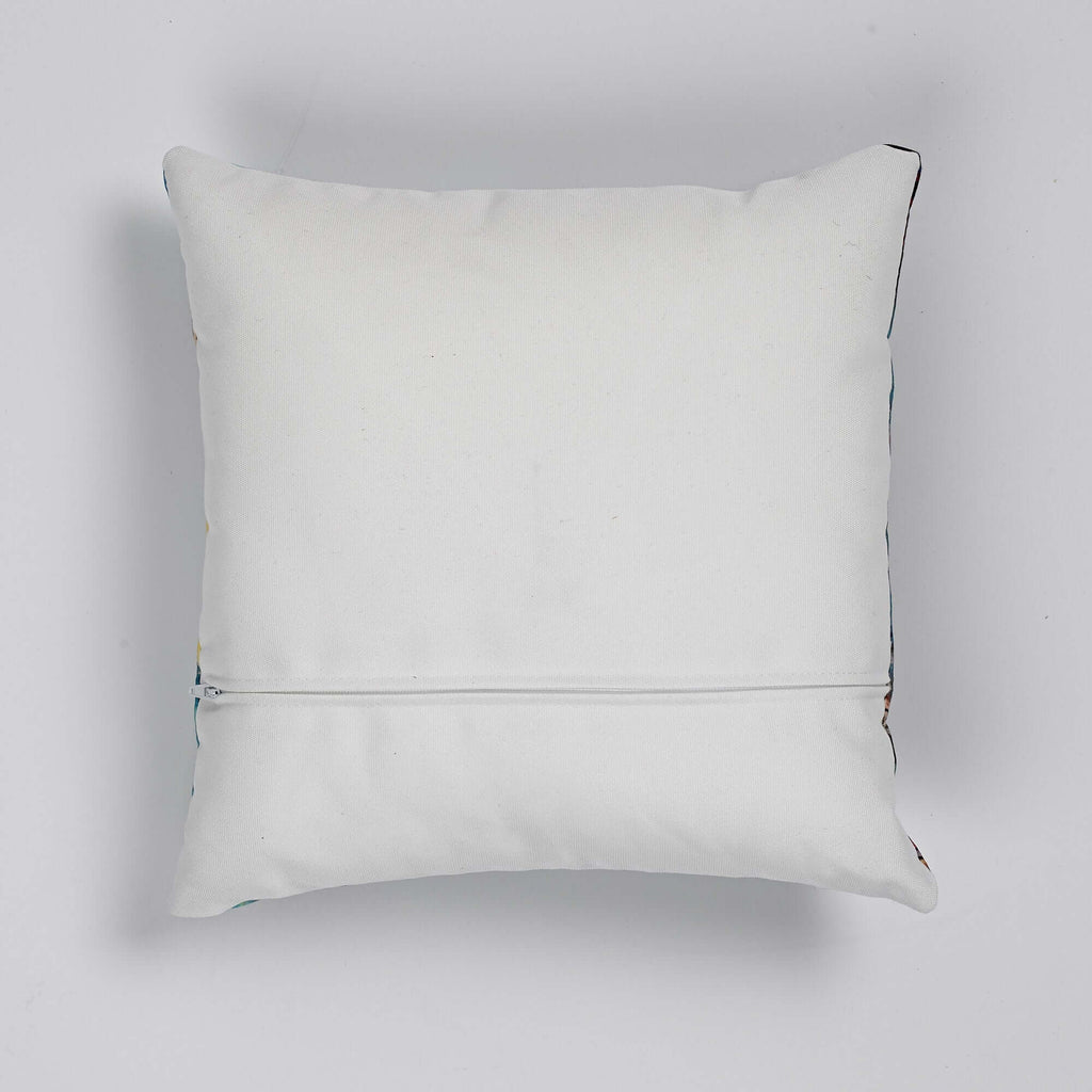 Reverse of faux linen Vintage Style Wren Cushion which is ivory, with zipper for cover removal