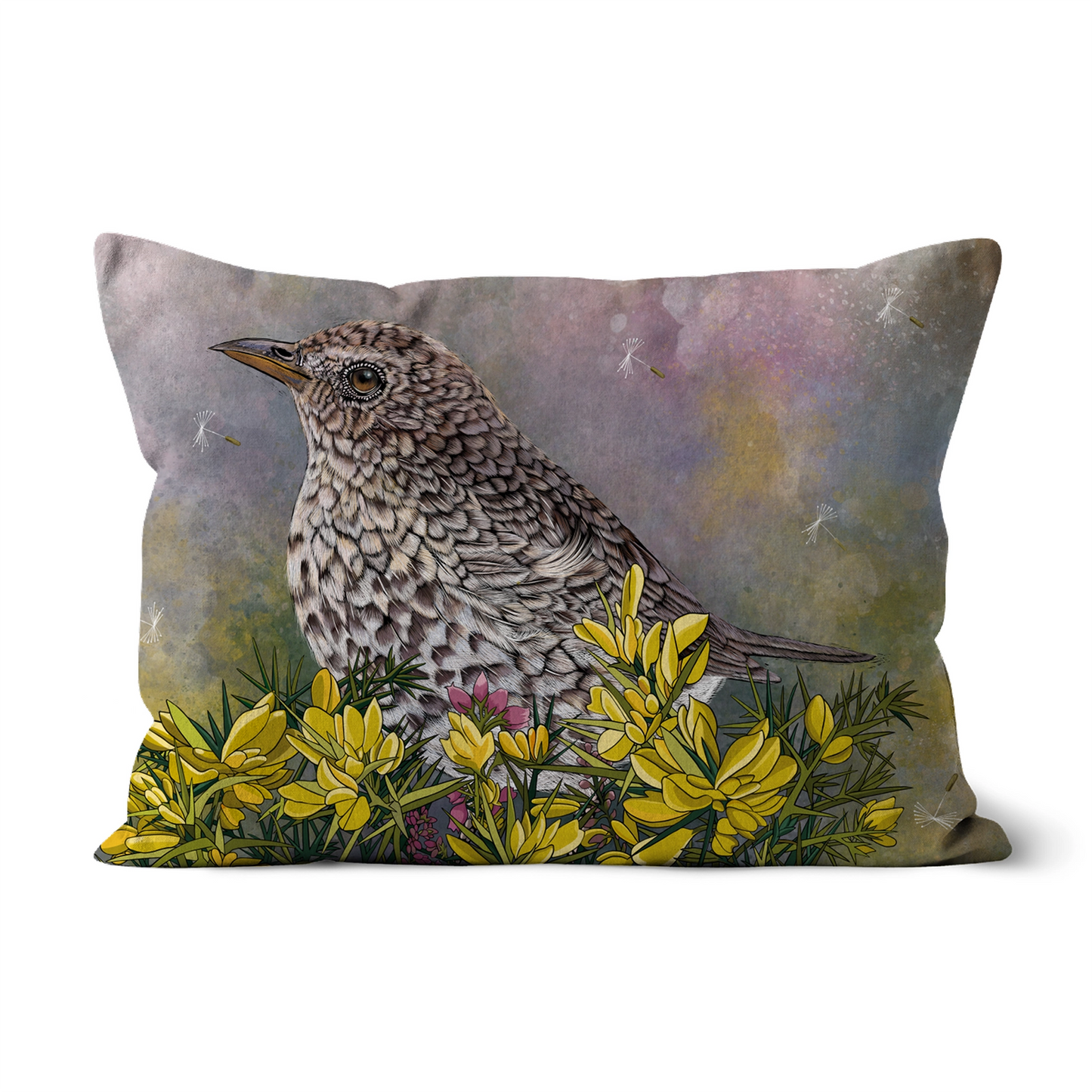 Song Thrush and Gorse Cushion