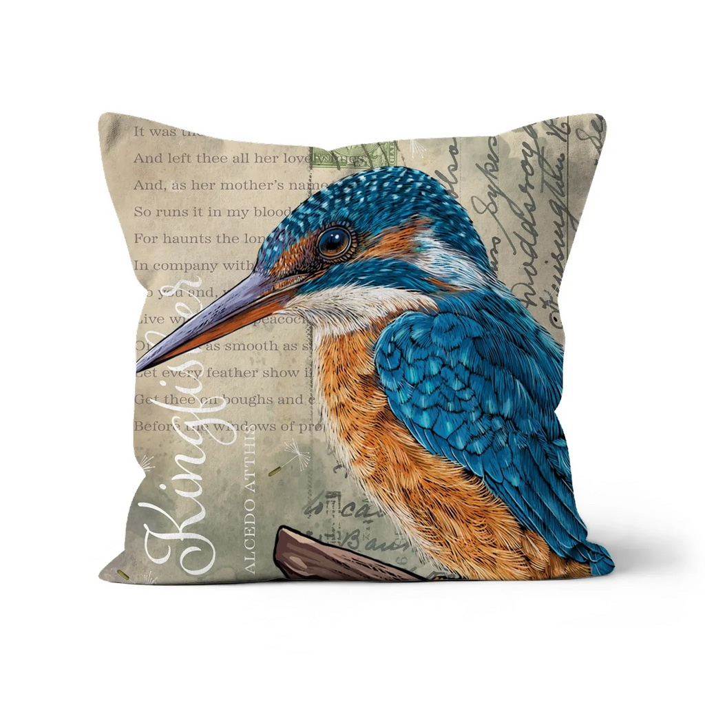 Vintage Style Kingfisher Cushion