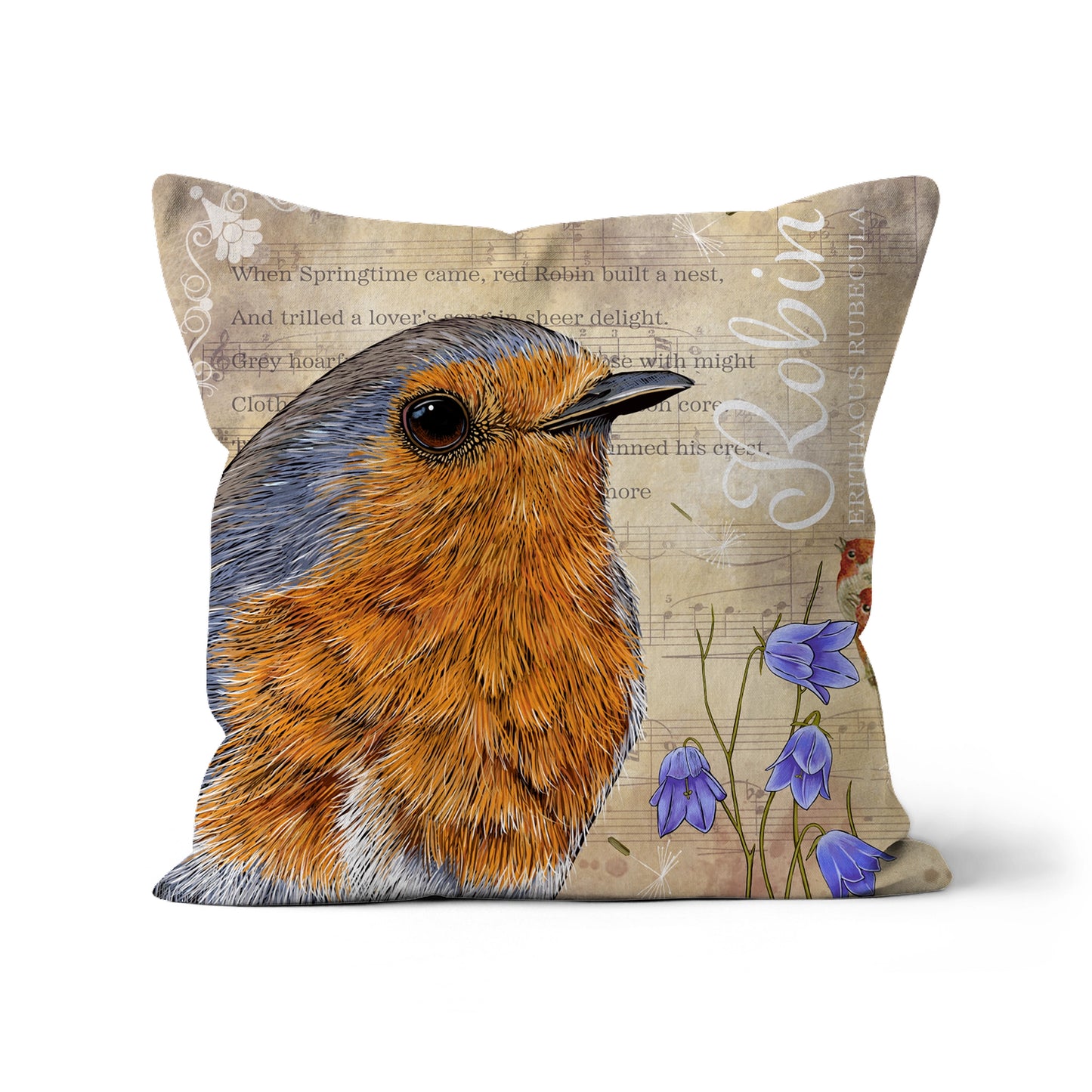 Vintage Style Robin Cushion