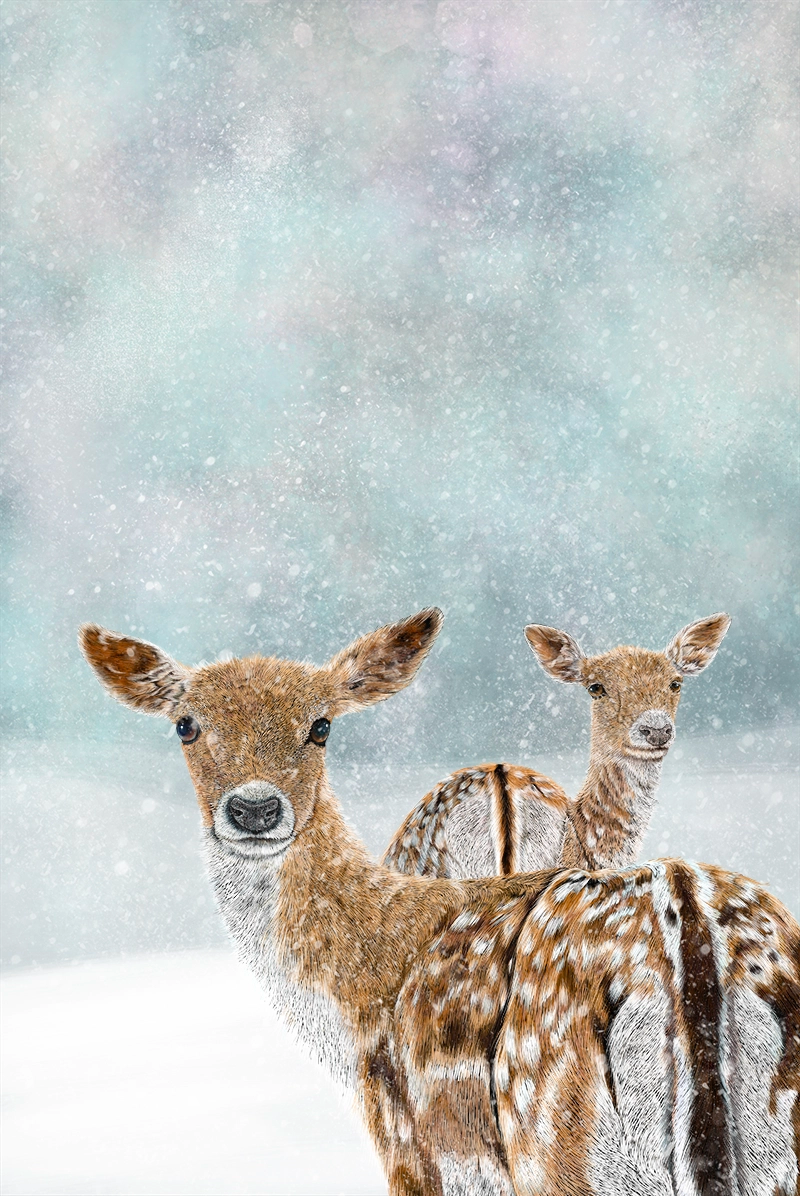 Winter Woodland Deer Tea Towel