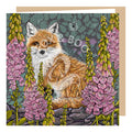 Woodland Fox Greeting Card illustrated by Fox & Boo, featuring a fox among foxgloves