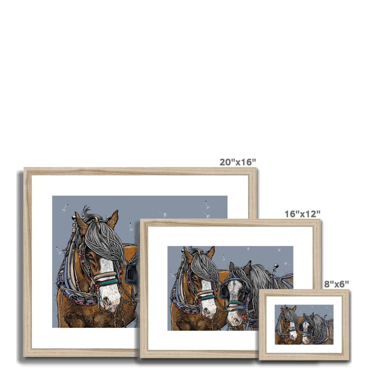 Detail of Horse Whisper framed art print, natural frames by Fox and Boo