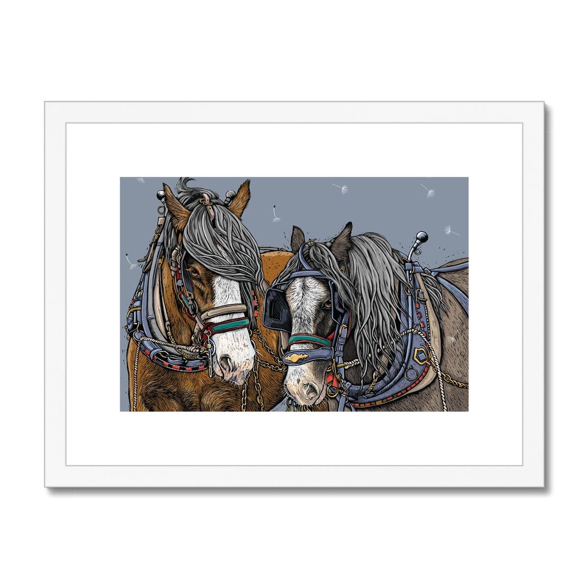 Detail of Horse Whisper framed art print, white frame by Fox and Boo
