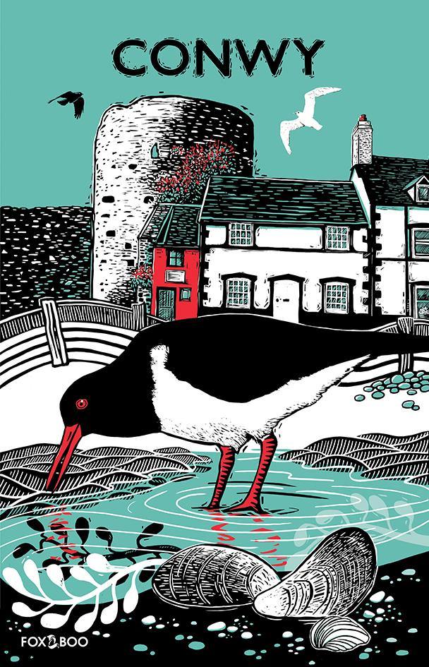 Conwy Oystercatcher Tea Towel - Fox & Boo