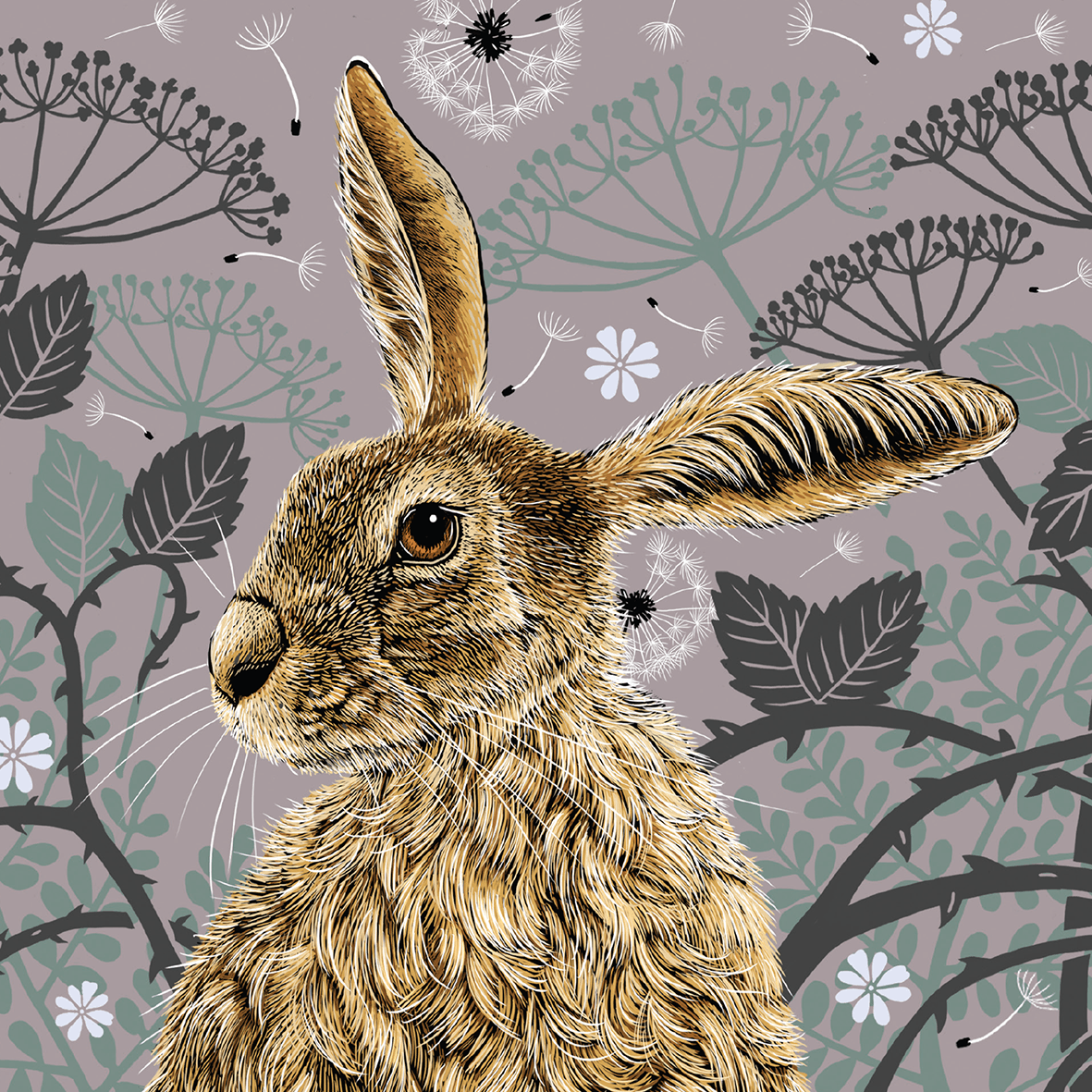 Decorative Hare Greeting Card - Clay - Fox &amp; Boo
