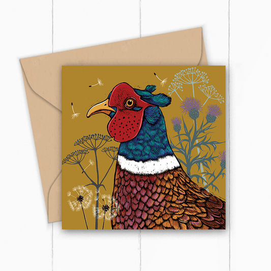 Pheasant Greeting Card by Fox and Boo