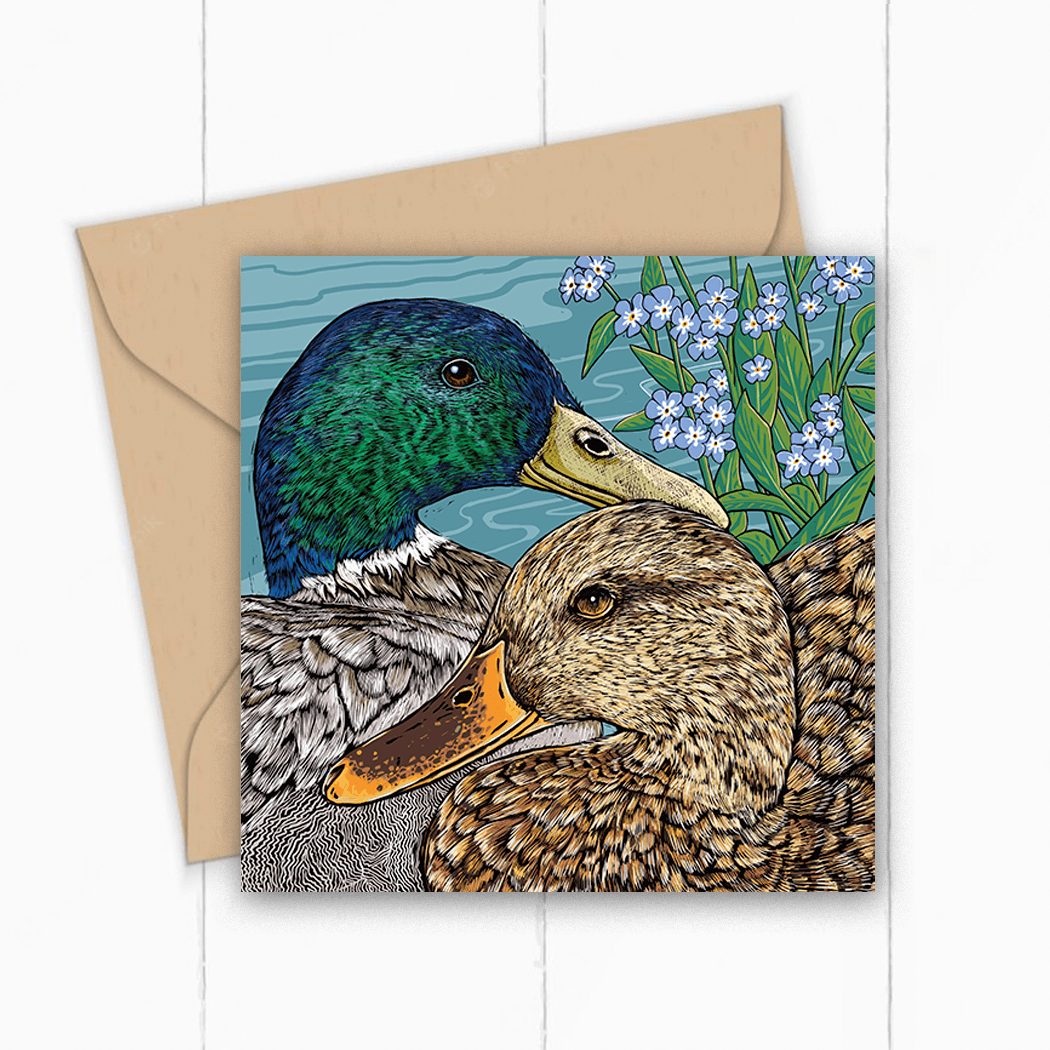 &#39;Forget Me Not Mallards&#39; Greeting Card - Fox &amp; Boo